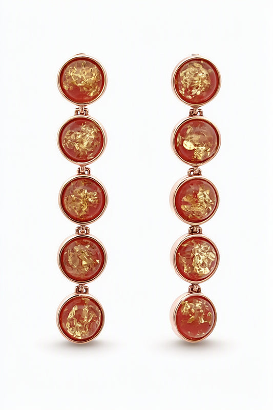 Round Pink Amber Silver Stud Earrings — DARVIN (Pre-Order)