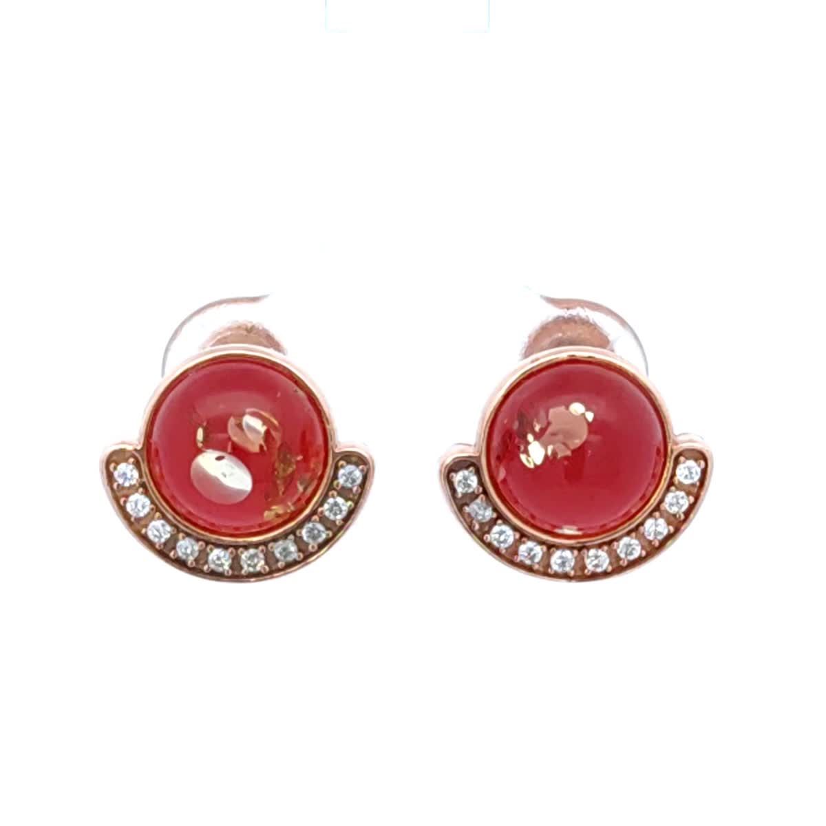 Round Pink, Colorless Amber Silver Stud Earrings — DARVIN (Pre-Order)