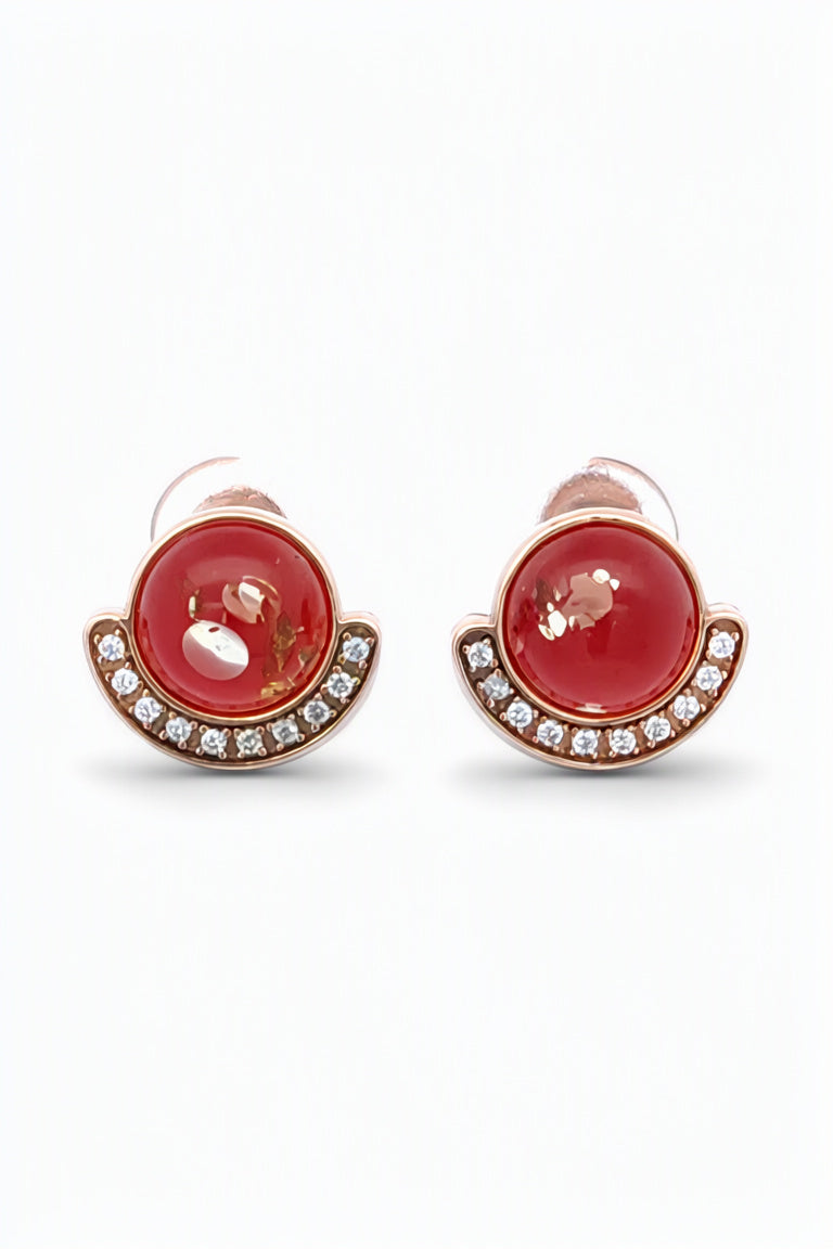 Round Pink, Colorless Amber Silver Stud Earrings — DARVIN (Pre-Order)
