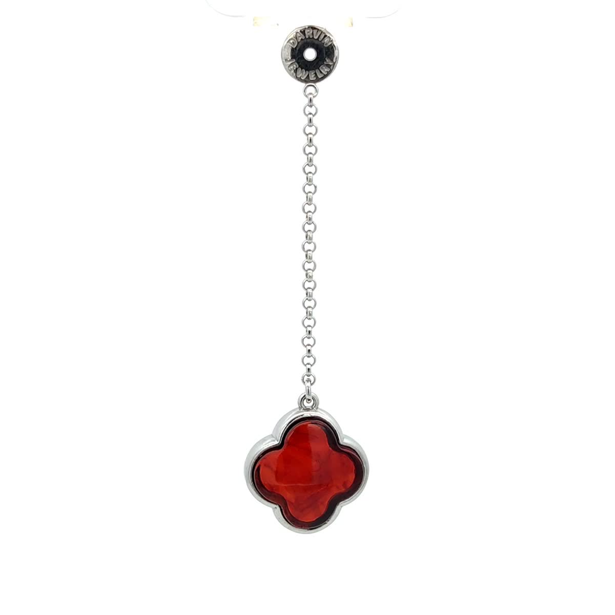 Four-Leaf Clover Cognac Amber Silver Earring Charm — DARVIN (Pre-Order)