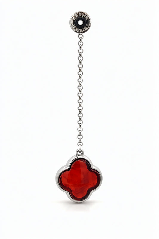Four-Leaf Clover Cognac Amber Silver Earring Charm — DARVIN (Pre-Order)