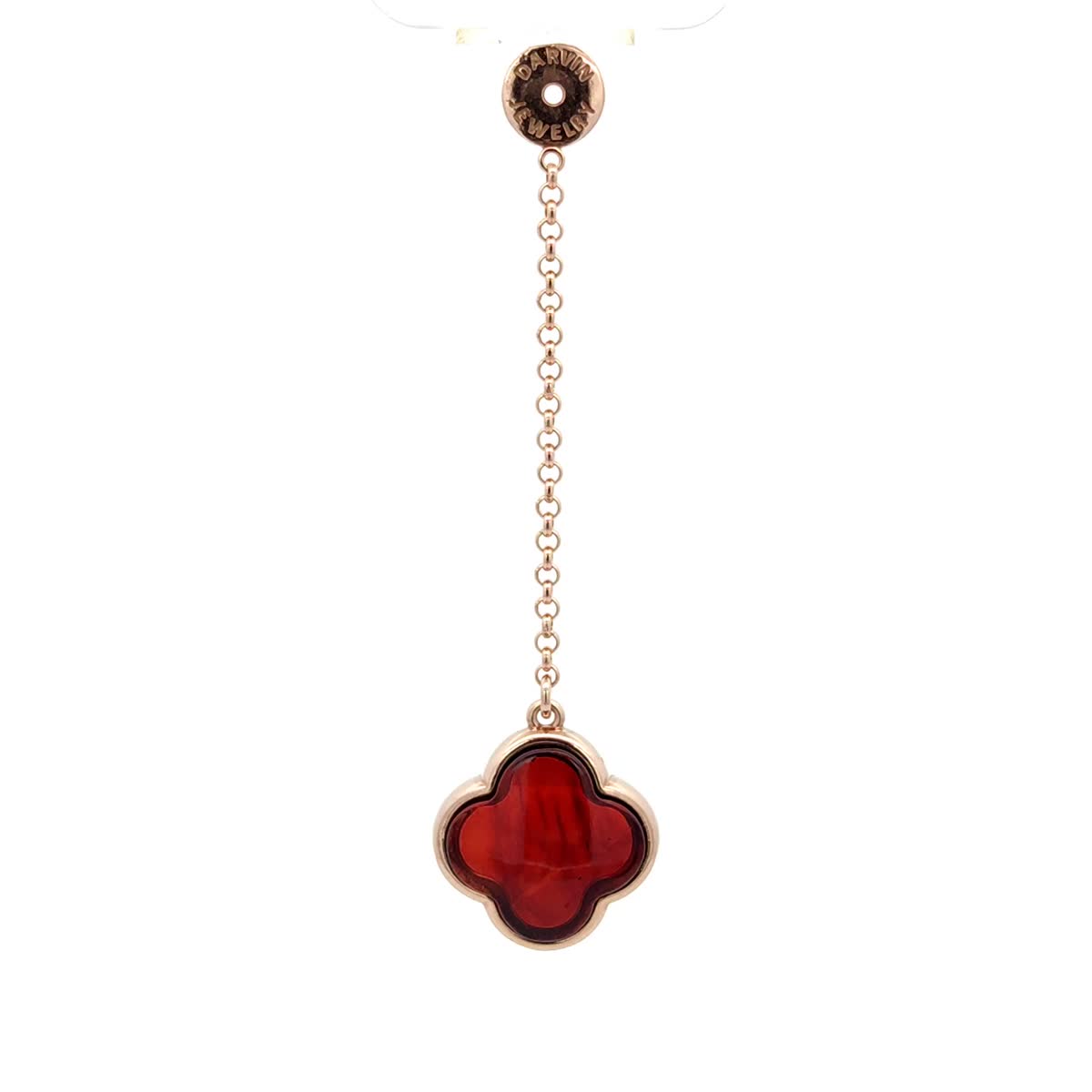 Four-Leaf Clover Cognac Amber Silver Earring Charm — DARVIN (Pre-Order)