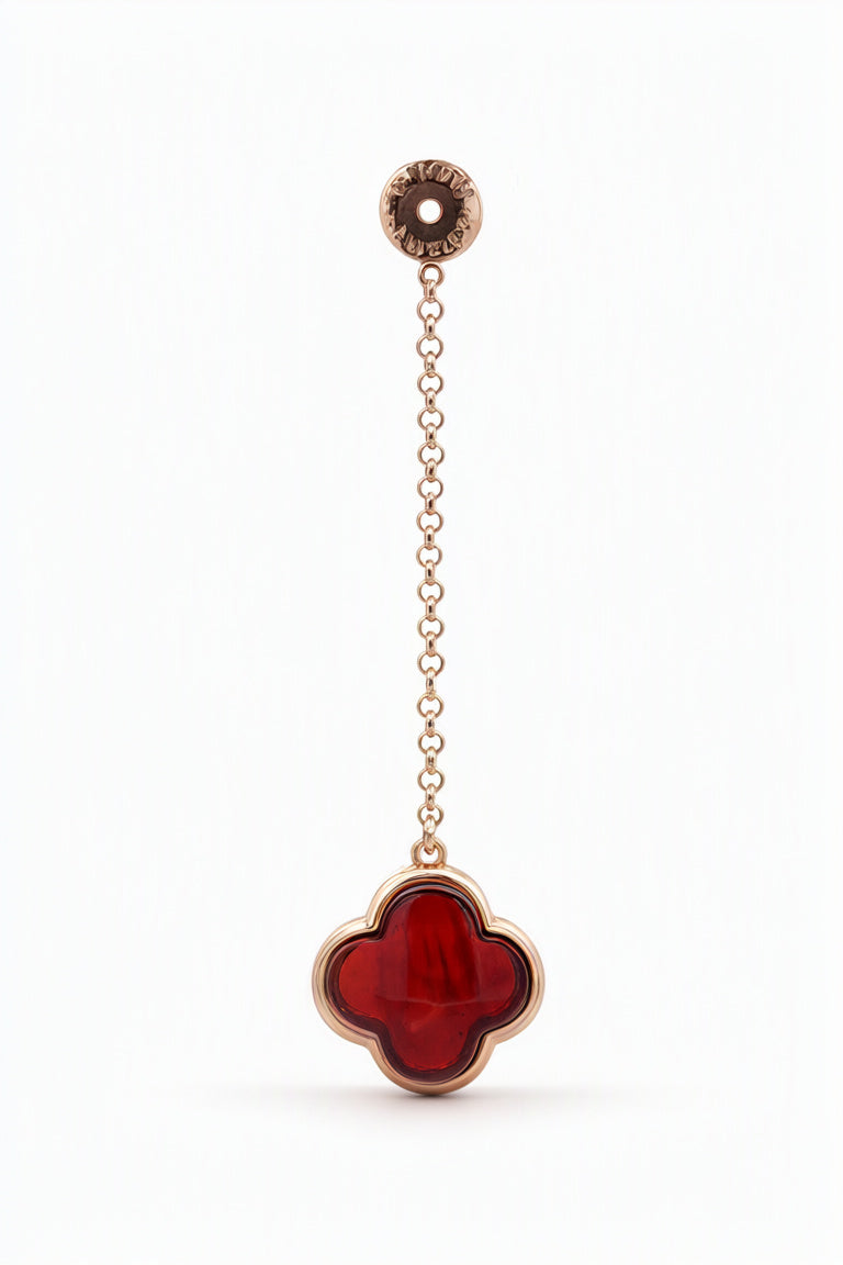 Four-Leaf Clover Cognac Amber Silver Earring Charm — DARVIN (Pre-Order)