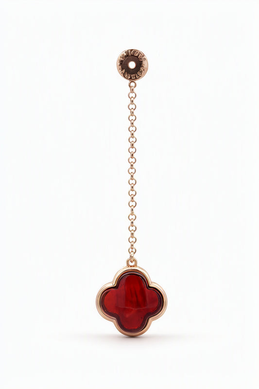 Four-Leaf Clover Cognac Amber Silver Earring Charm — DARVIN (Pre-Order)