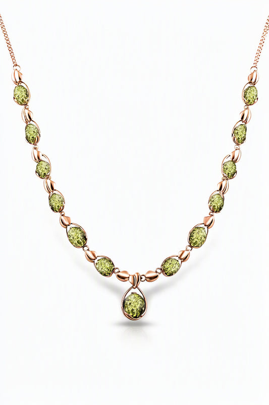 Oval Green Amber Silver Necklace — DARVIN (Pre-Order)