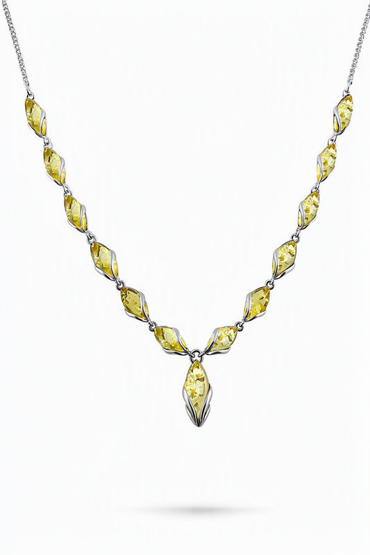 Marquise Lemon Amber Silver Necklace — DARVIN (Pre-Order)