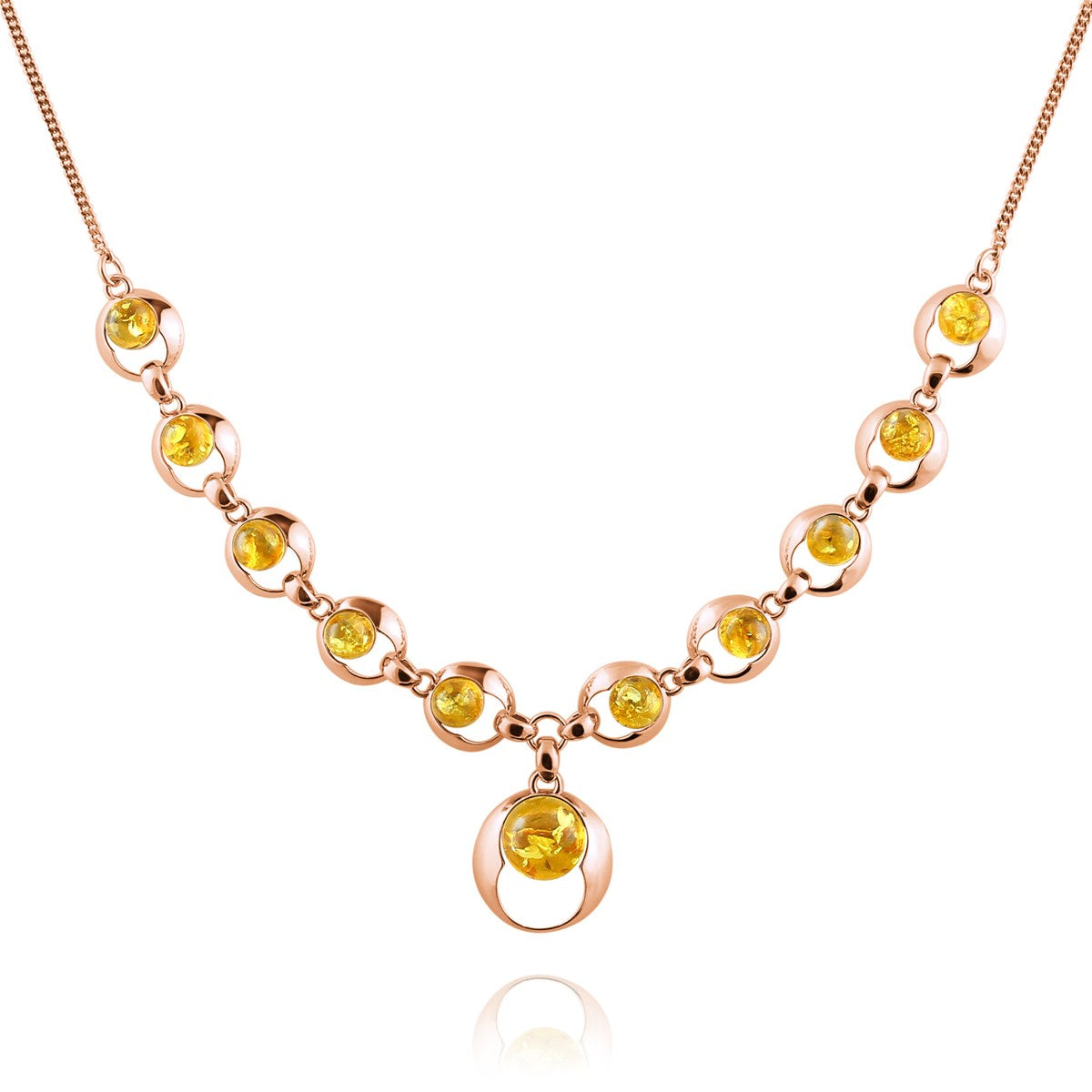 Round Lemon Amber Silver Necklace — DARVIN (Pre-Order)