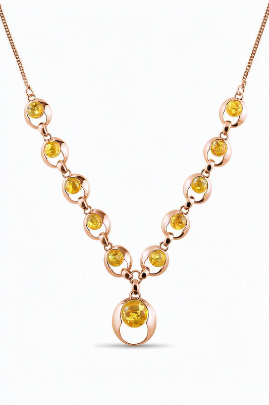 Round Lemon Amber Silver Necklace — DARVIN (Pre-Order)