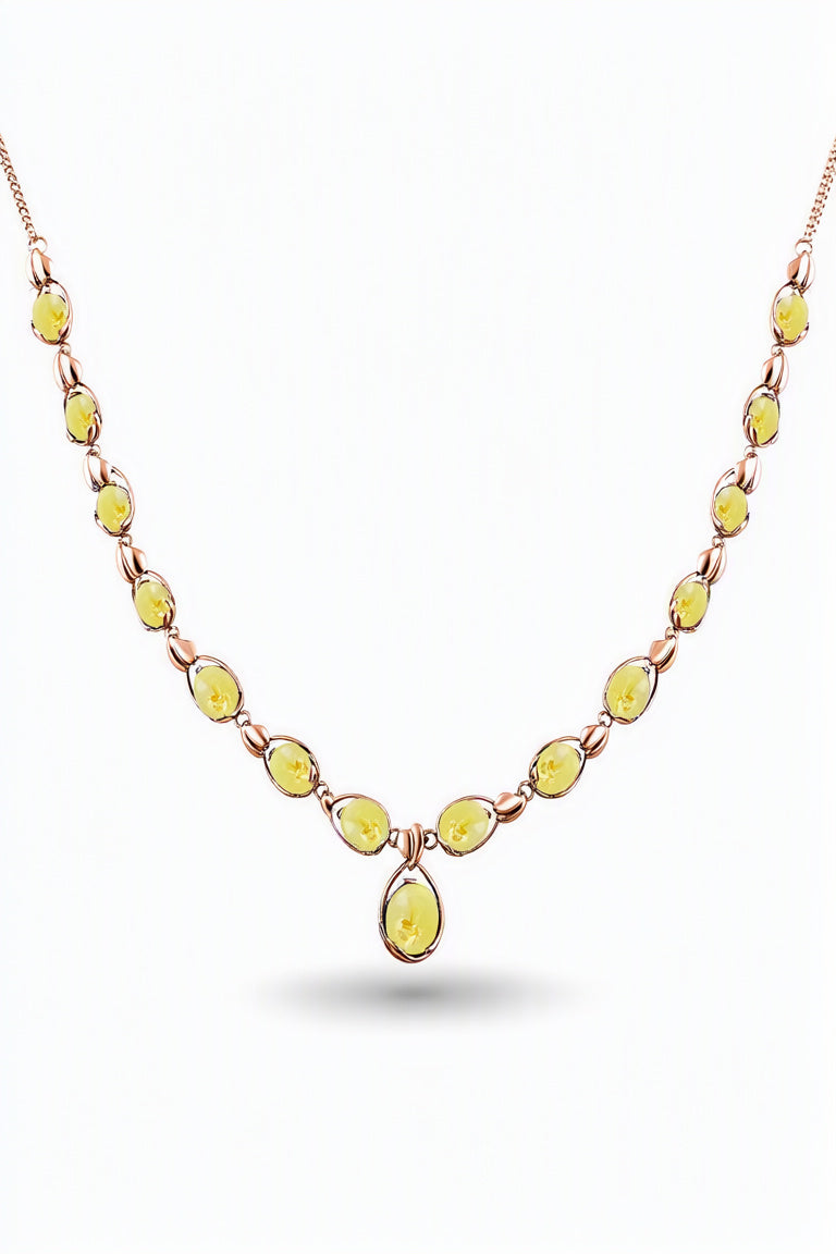 Oval Lemon Amber Silver Necklace — DARVIN (Pre-Order)