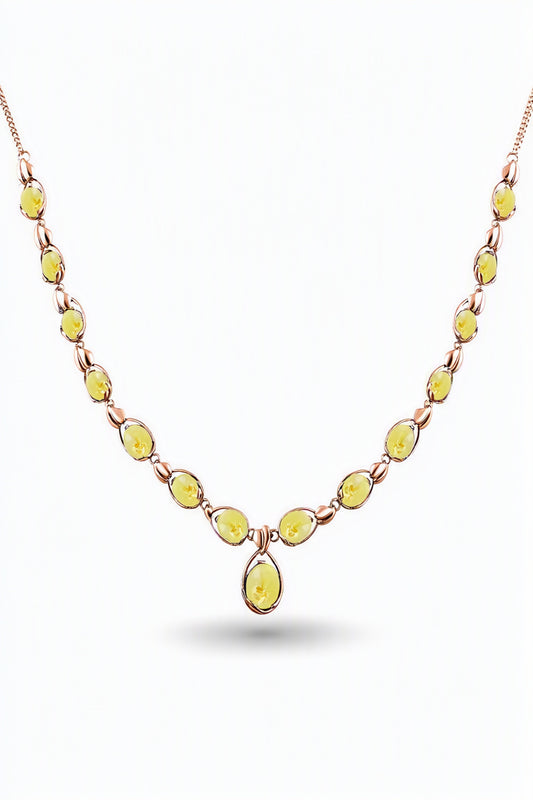Oval Lemon Amber Silver Necklace — DARVIN (Pre-Order)