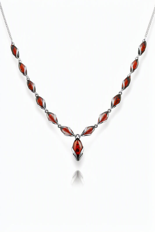 Marquise Cognac Amber Silver Necklace — DARVIN (Pre-Order)