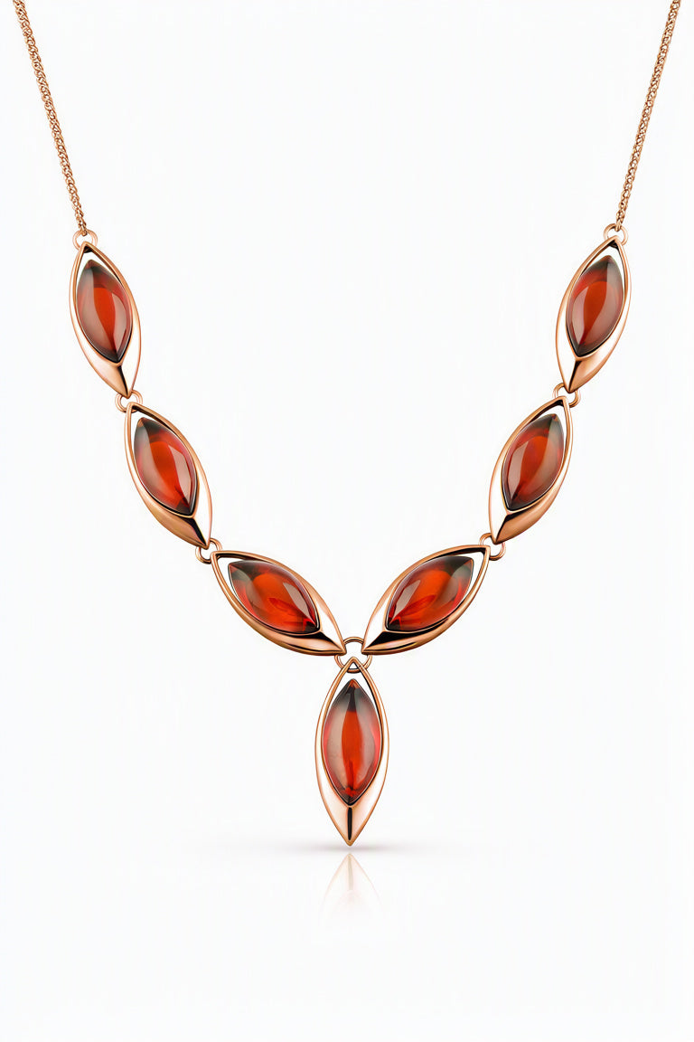 Marquise Cognac Amber Silver Necklace — DARVIN (Pre-Order)