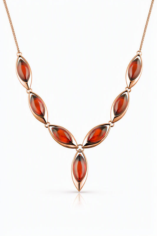 Marquise Cognac Amber Silver Necklace — DARVIN (Pre-Order)