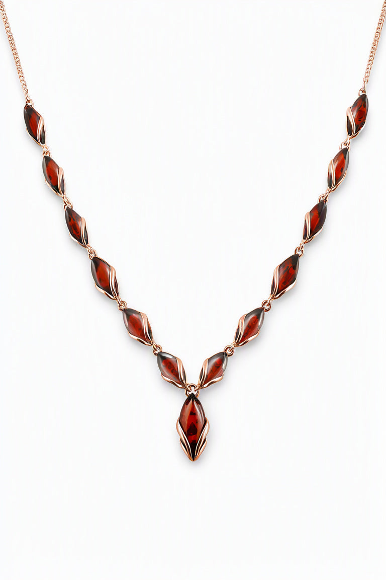 Marquise Cognac Amber Silver Necklace — DARVIN (Pre-Order)