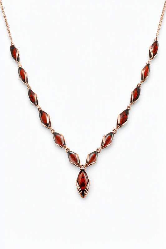 Marquise Cognac Amber Silver Necklace — DARVIN (Pre-Order)