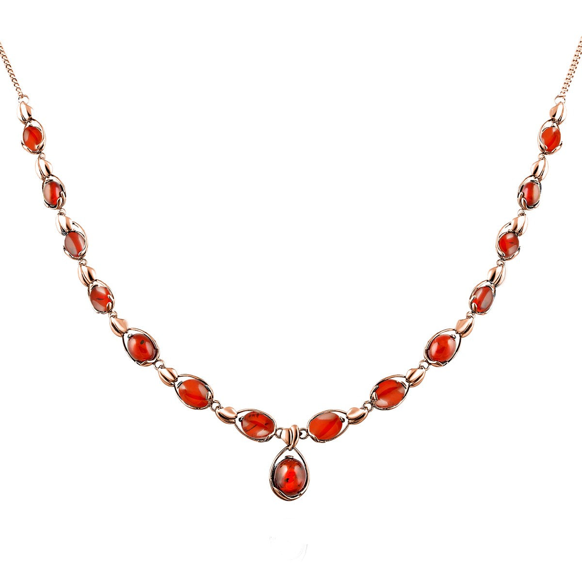 Oval Cognac Amber Silver Necklace — DARVIN (Pre-Order)