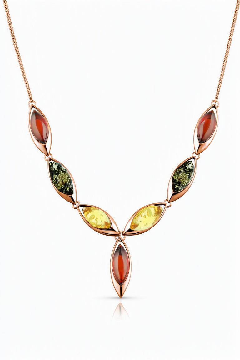 Marquise Mixed Amber Silver Necklace — DARVIN (Pre-Order)