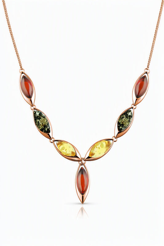 Marquise Mixed Amber Silver Necklace — DARVIN (Pre-Order)