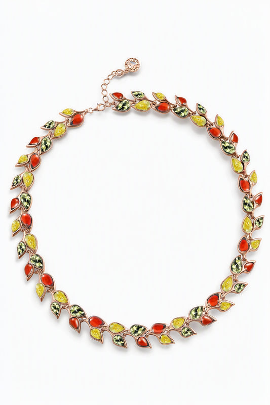 Teardrop Mixed Amber Silver Necklace — DARVIN (Pre-Order)