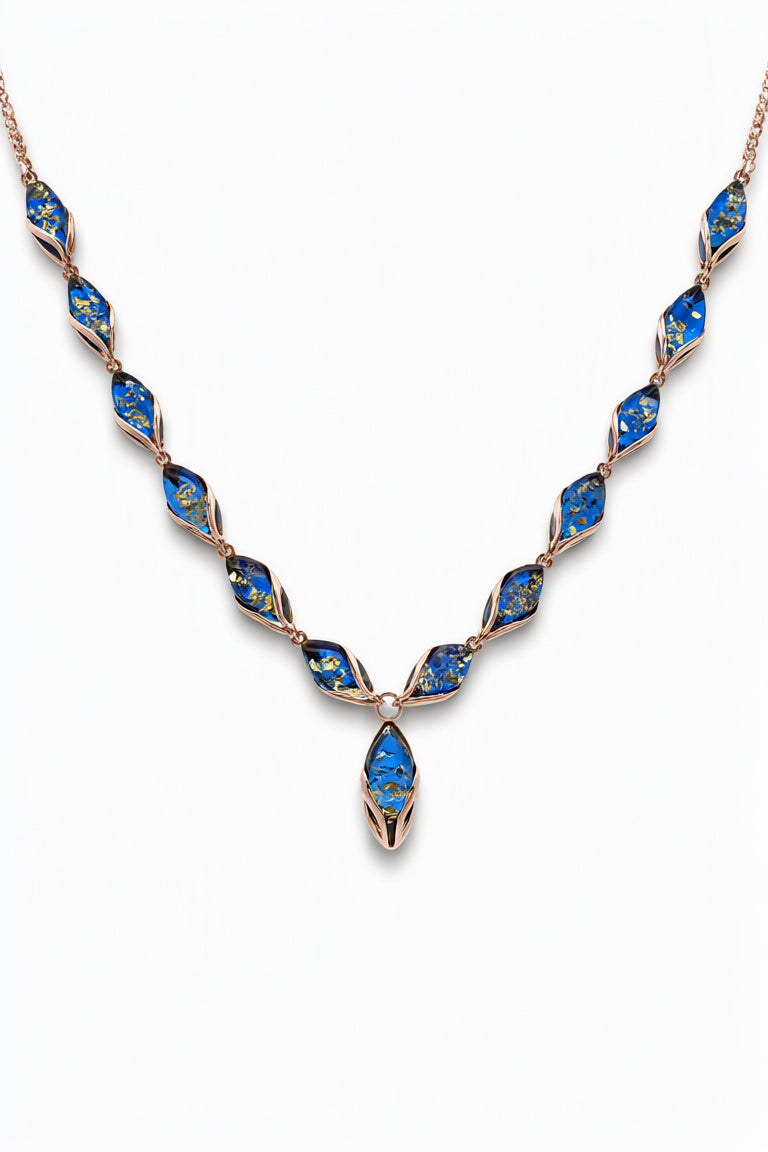 Marquise Sapphire Blue Amber Silver Necklace — DARVIN (Pre-Order)