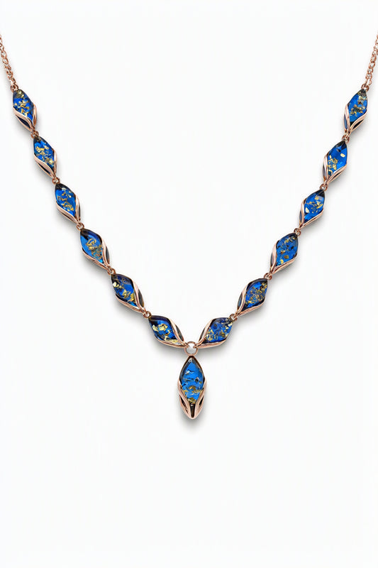 Marquise Sapphire Blue Amber Silver Necklace — DARVIN (Pre-Order)