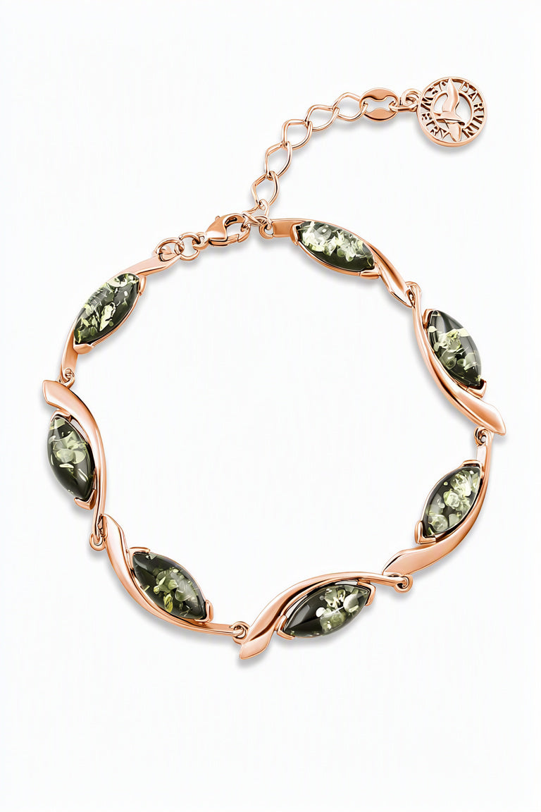 Marquise Green Amber Silver Bracelet — DARVIN (Pre-Order)