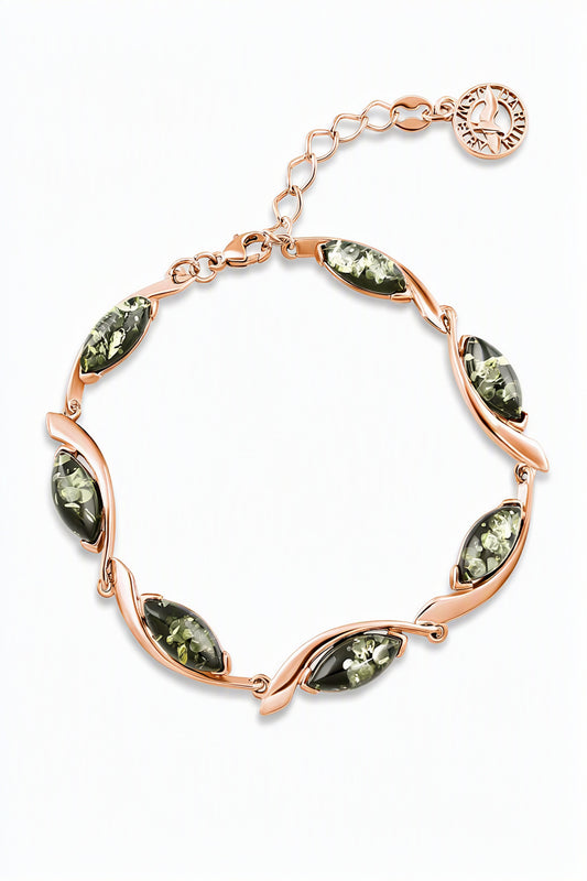 Marquise Green Amber Silver Bracelet — DARVIN (Pre-Order)