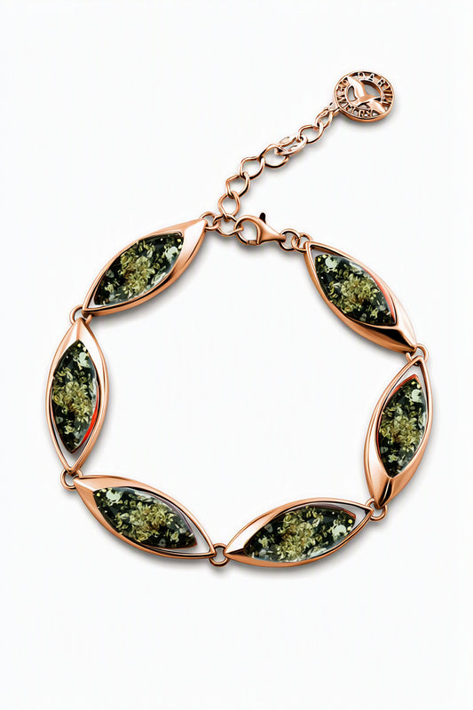 Marquise Green Amber Silver Bracelet — DARVIN (Pre-Order)