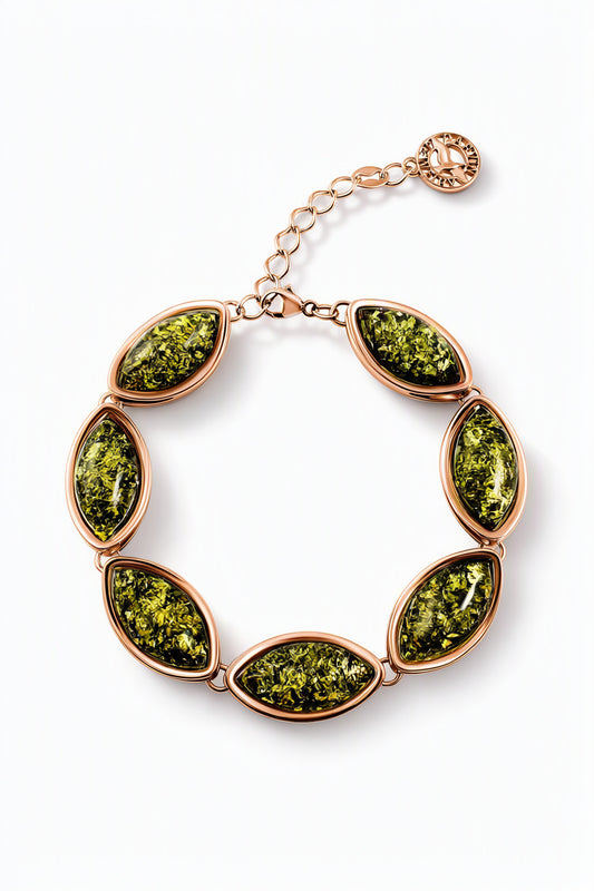 Marquise Green Amber Silver Bracelet — DARVIN (Pre-Order)