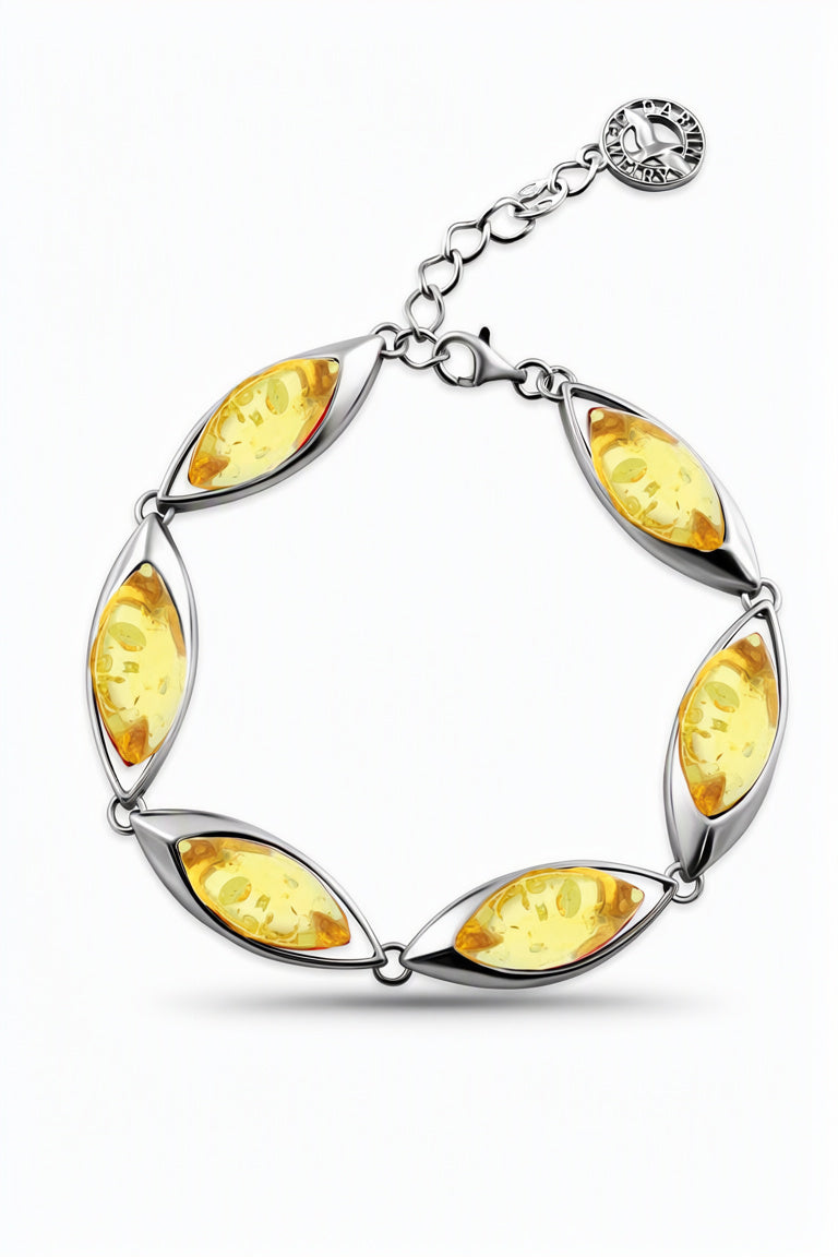 Marquise Lemon Amber Silver Bracelet — DARVIN (Pre-Order)