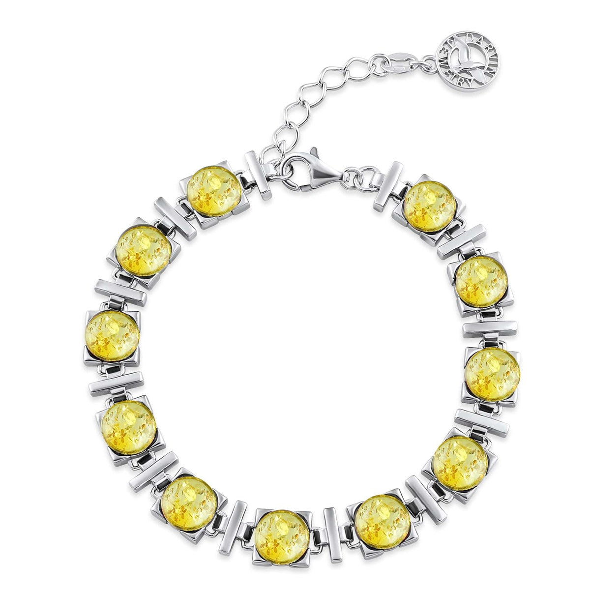 Round Lemon Amber Silver Bracelet — DARVIN (Pre-Order)
