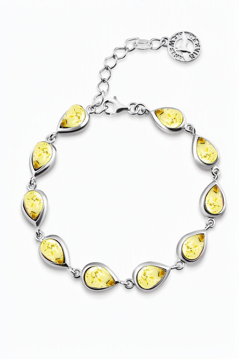 Teardrop Lemon Amber Silver Bracelet — DARVIN (Pre-Order)