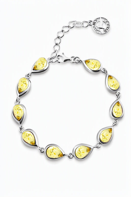 Teardrop Lemon Amber Silver Bracelet — DARVIN (Pre-Order)