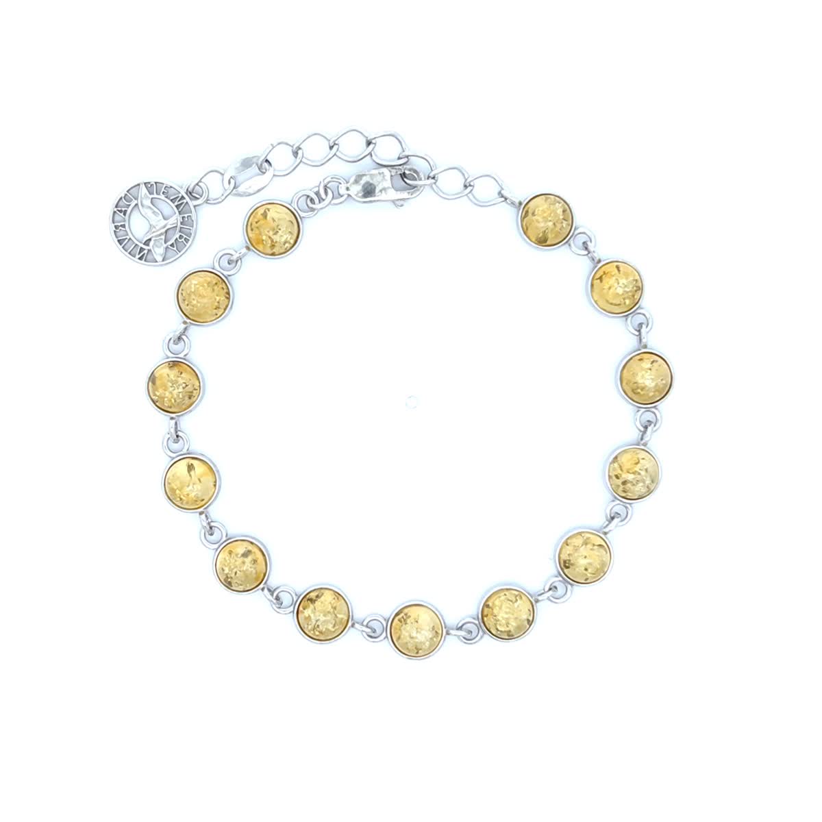 Round Lemon Amber Silver Bracelet — DARVIN (Pre-Order)
