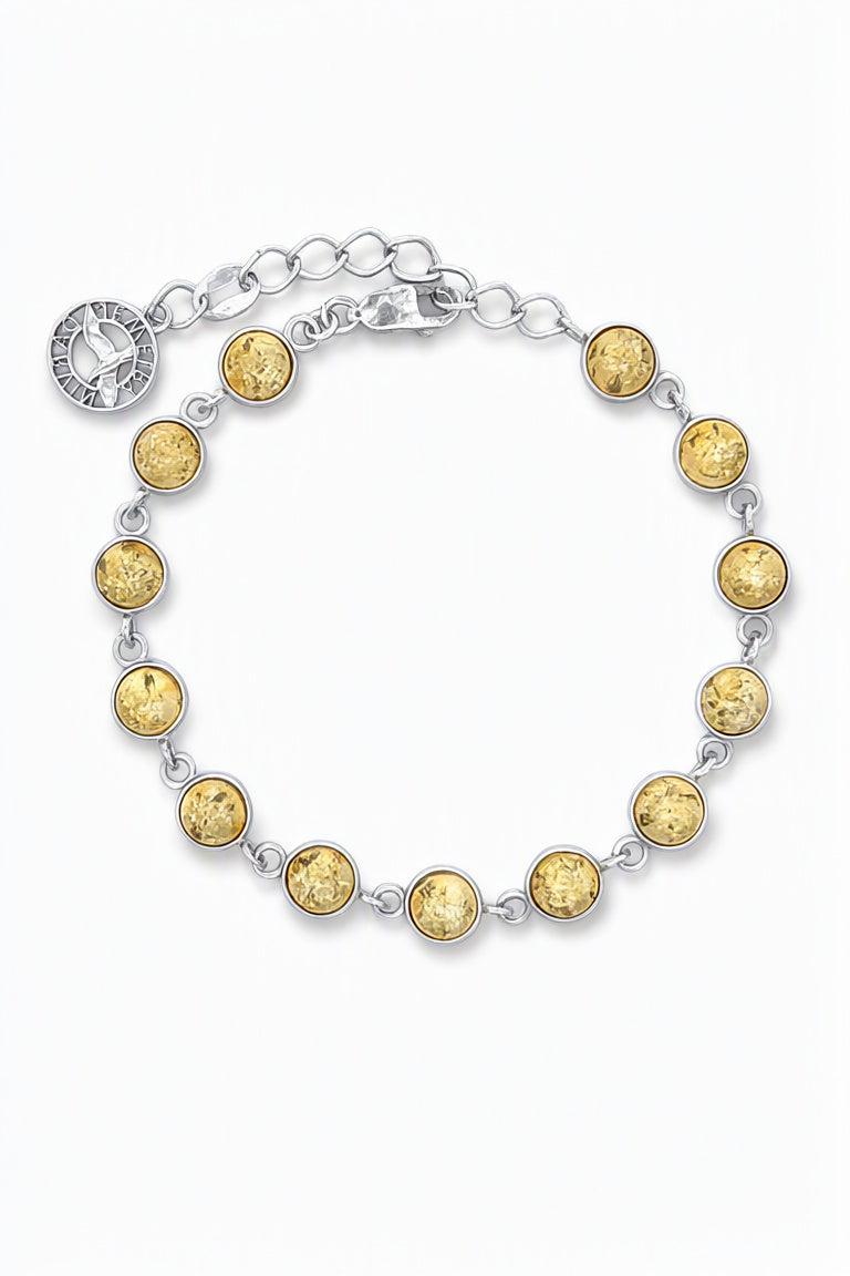 Round Lemon Amber Silver Bracelet — DARVIN (Pre-Order)