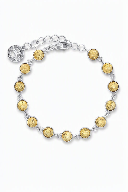Round Lemon Amber Silver Bracelet — DARVIN (Pre-Order)