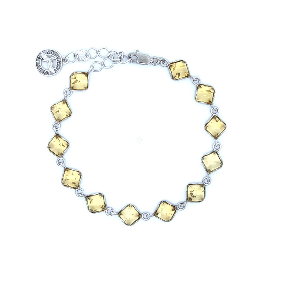 Square Lemon Amber Silver Bracelet — DARVIN (Pre-Order)