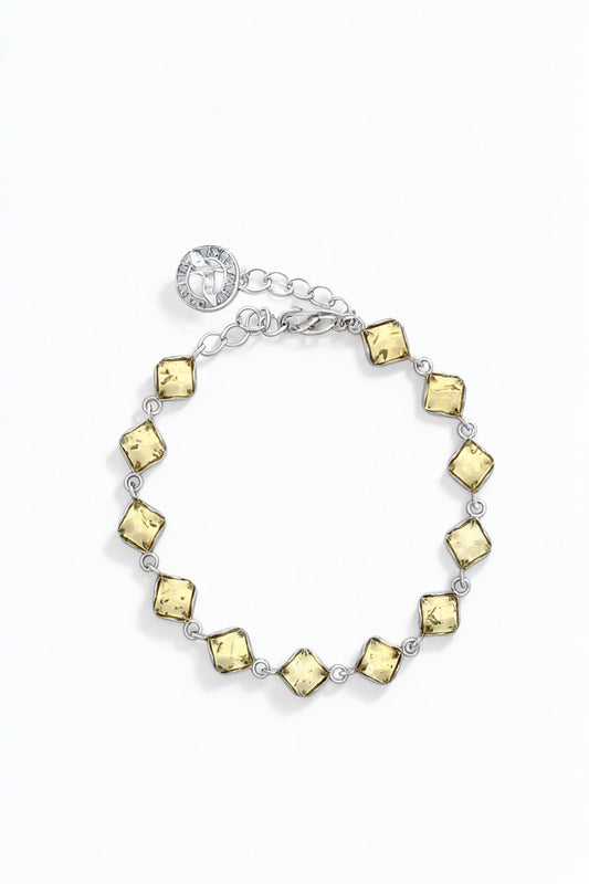 Square Lemon Amber Silver Bracelet — DARVIN (Pre-Order)