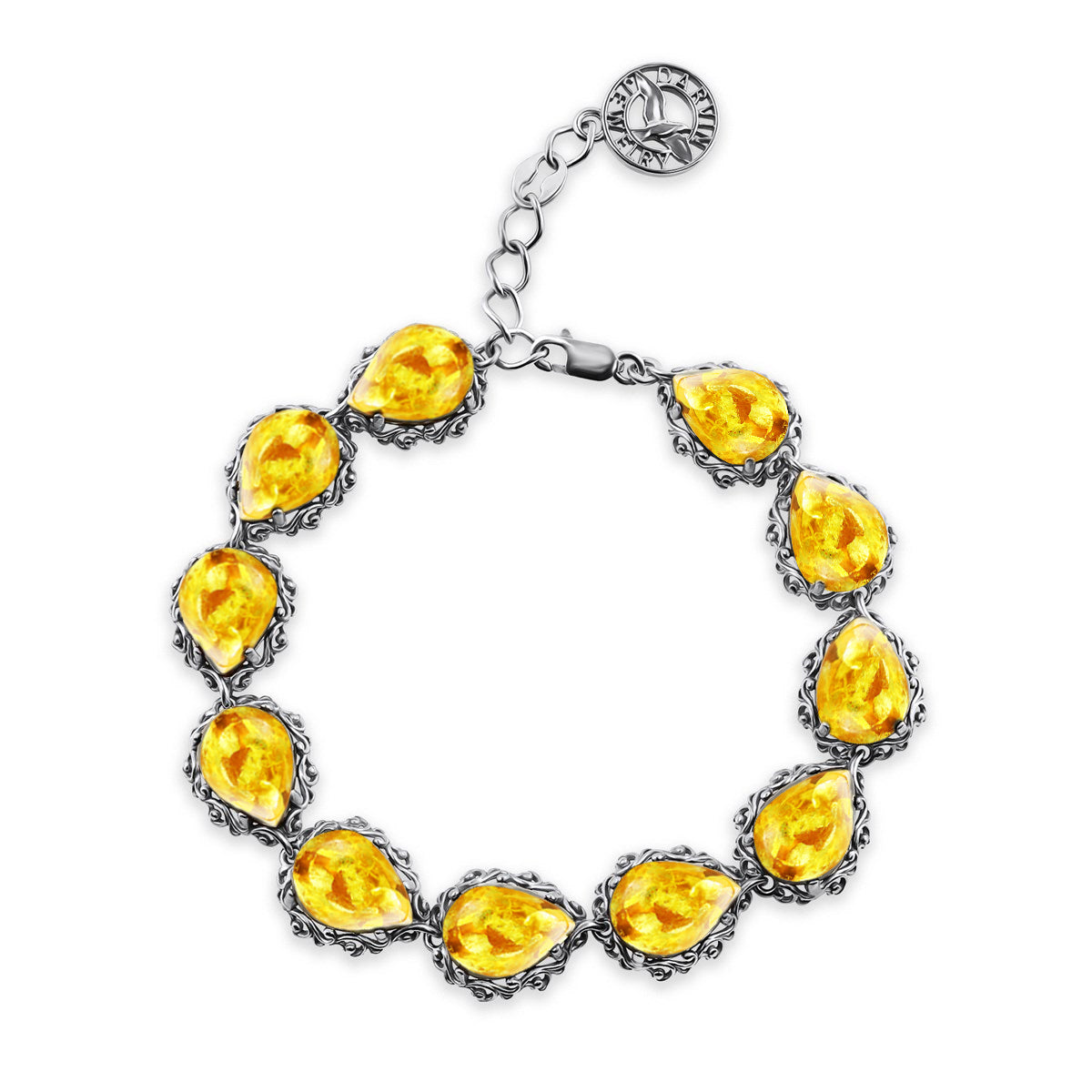 Teardrop Lemon Amber Silver Bracelet — DARVIN (Pre-Order)