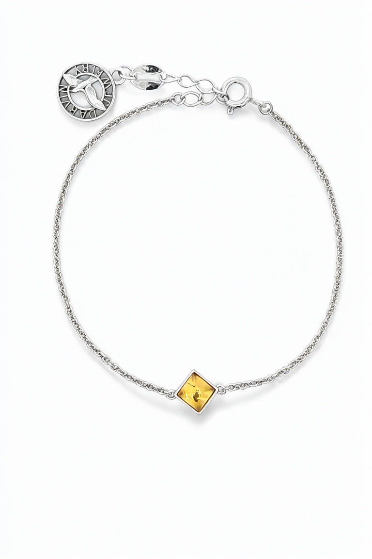 Square Lemon Amber Silver Bracelet — DARVIN (Pre-Order)