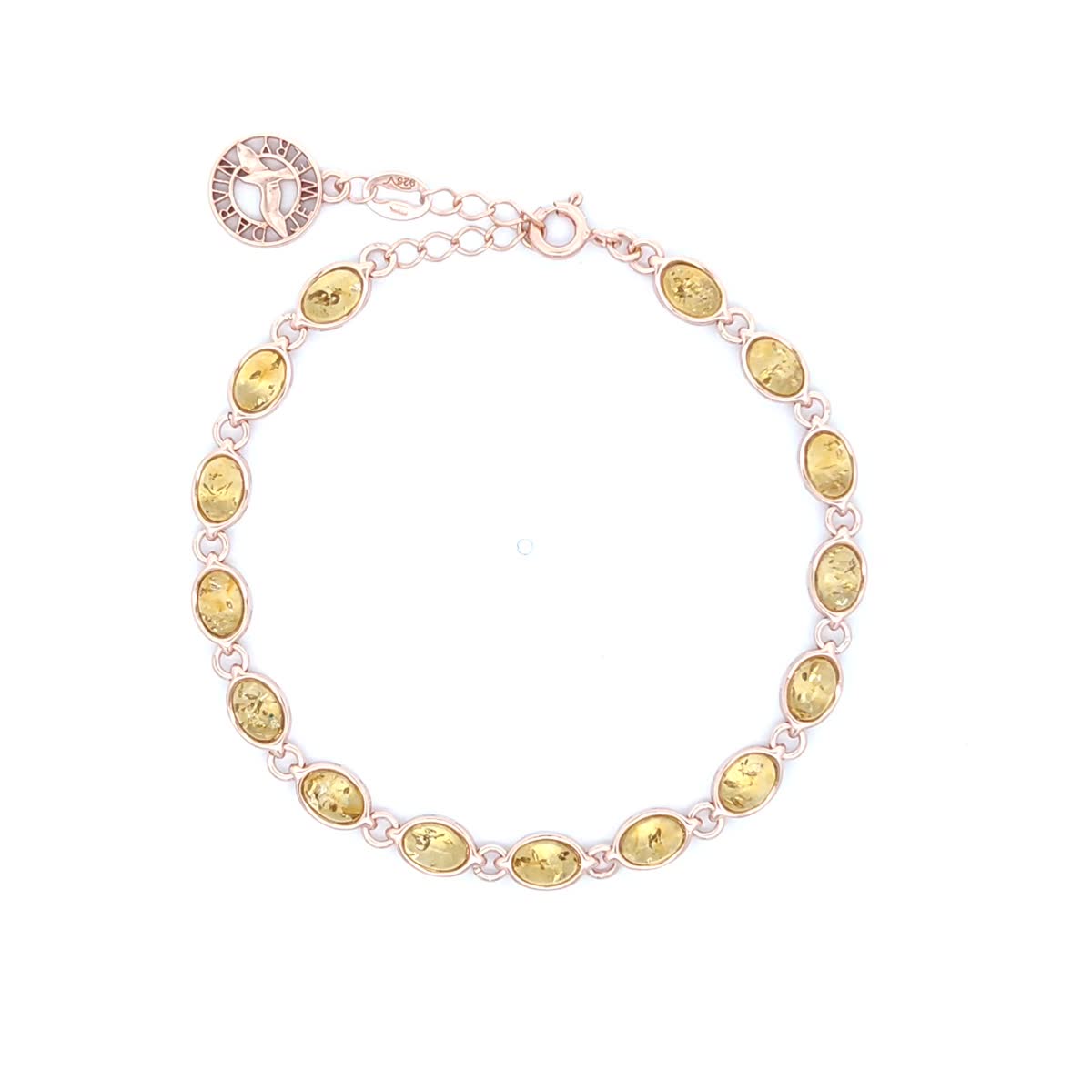 Oval Lemon Amber Silver Bracelet — DARVIN (Pre-Order)