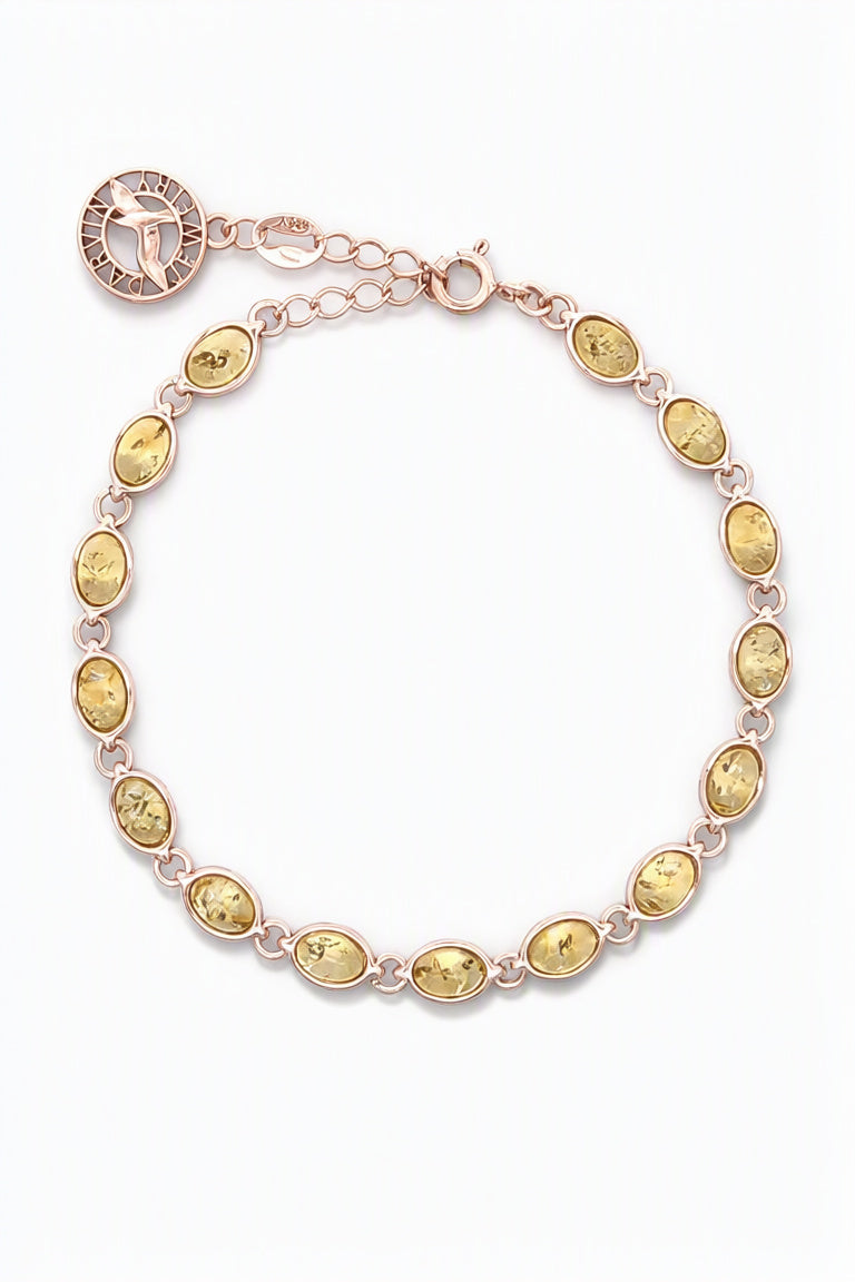 Oval Lemon Amber Silver Bracelet — DARVIN (Pre-Order)
