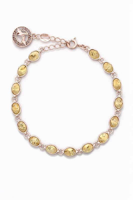 Oval Lemon Amber Silver Bracelet — DARVIN (Pre-Order)