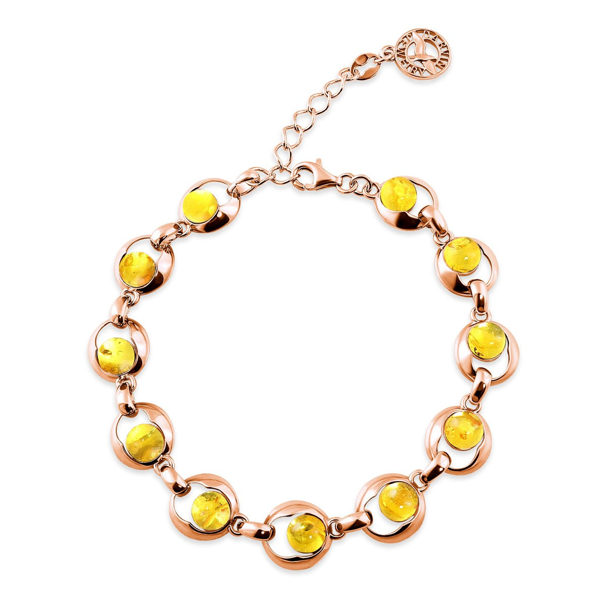 Round Lemon Amber Silver Bracelet — DARVIN (Pre-Order)