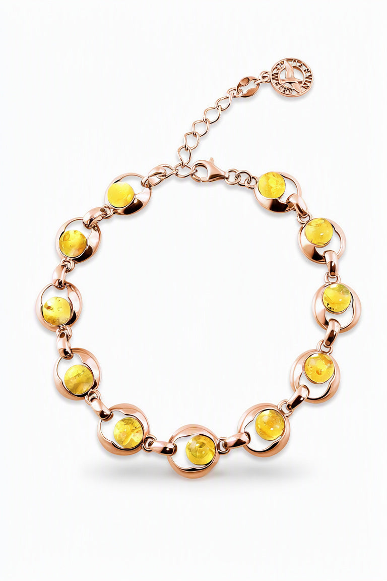 Round Lemon Amber Silver Bracelet — DARVIN (Pre-Order)