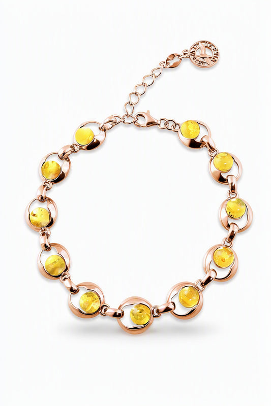 Round Lemon Amber Silver Bracelet — DARVIN (Pre-Order)