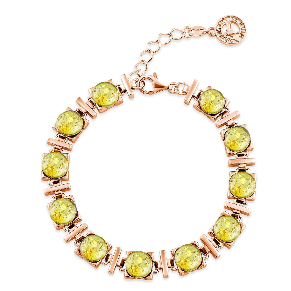 Round Lemon Amber Silver Bracelet — DARVIN (Pre-Order)
