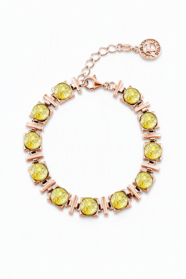Round Lemon Amber Silver Bracelet — DARVIN (Pre-Order)