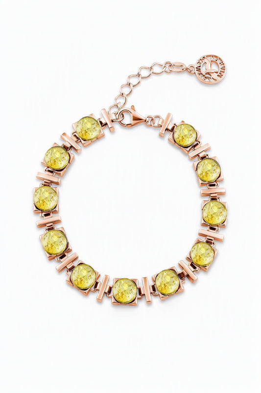 Round Lemon Amber Silver Bracelet — DARVIN (Pre-Order)