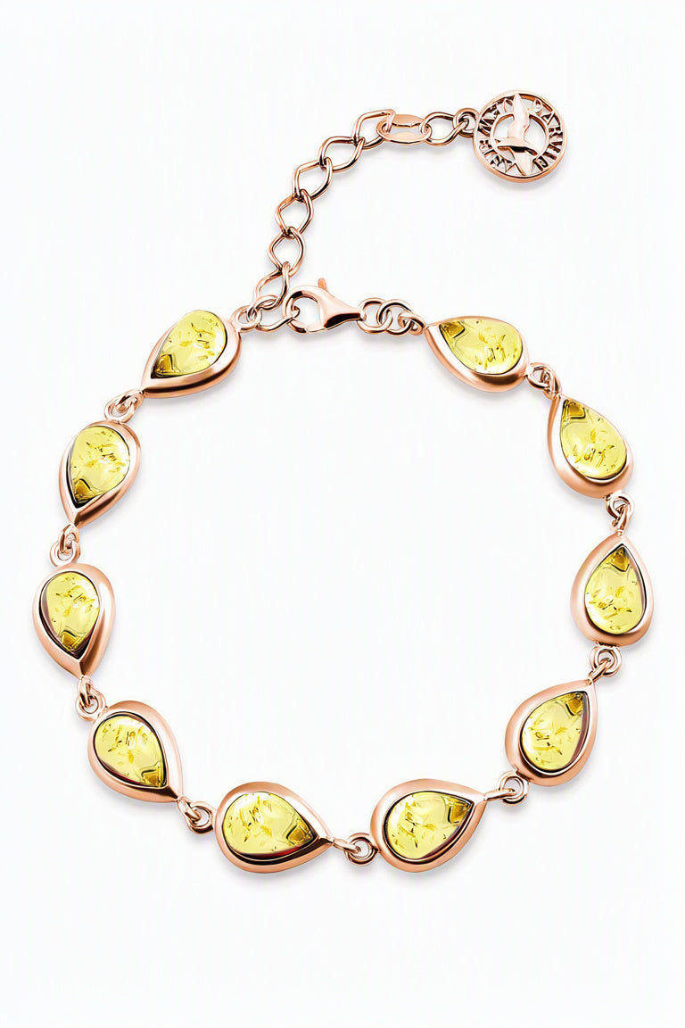 Teardrop Lemon Amber Silver Bracelet — DARVIN (Pre-Order)
